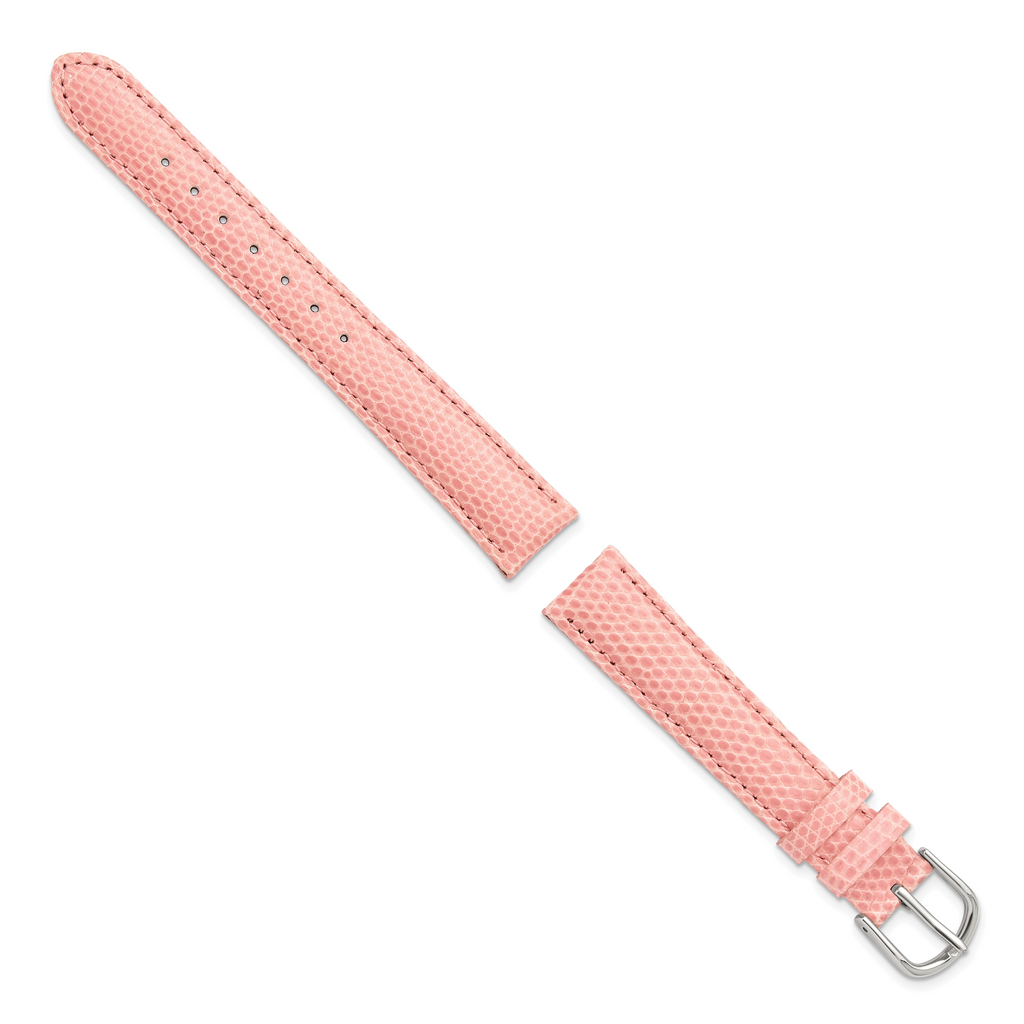 Lizard-Grain Leather Watch Band with Silver-Tone Buckle