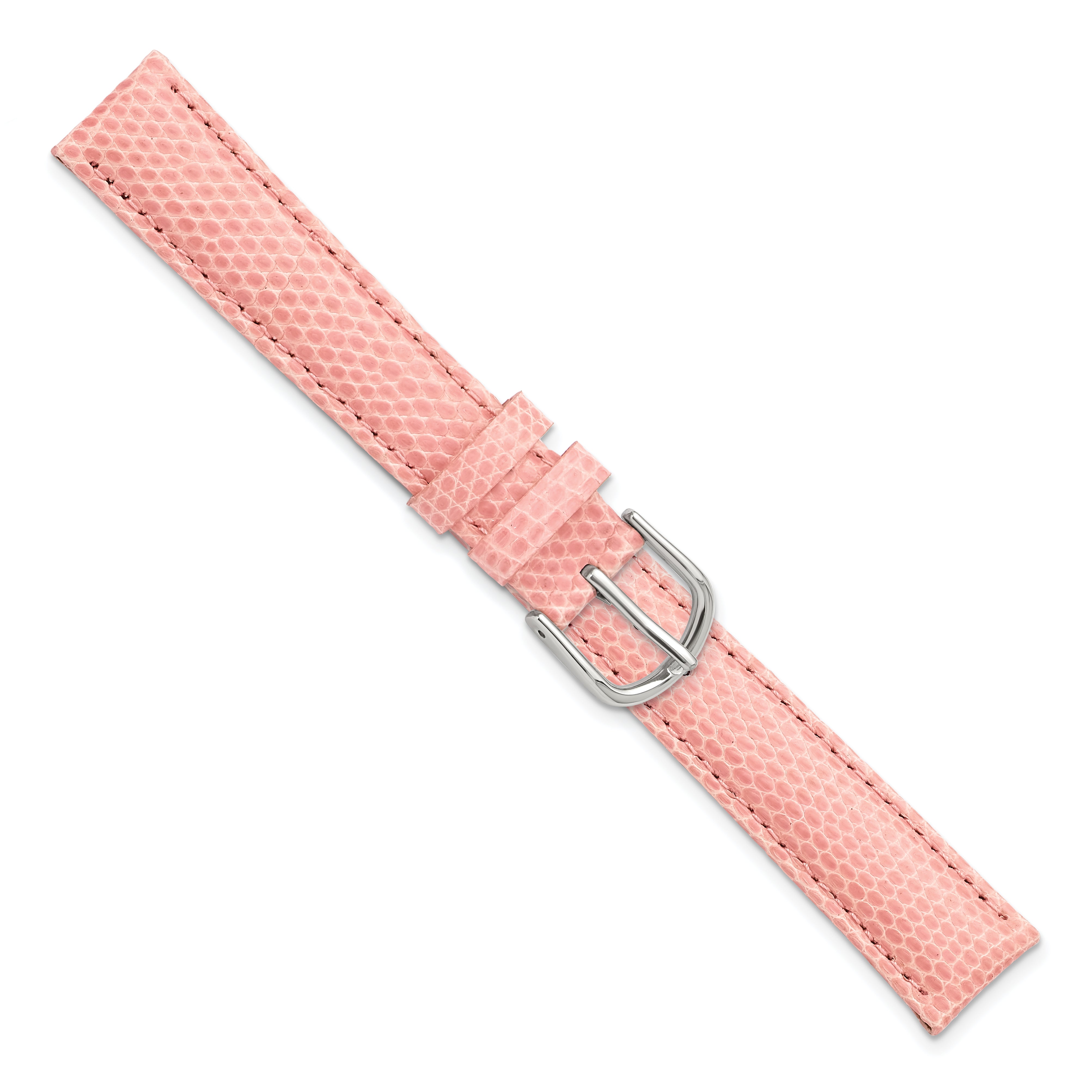 20mm Short Rose Genuine Lizard Leather with Silver-tone Buckle 6.75 inch Watch Band
