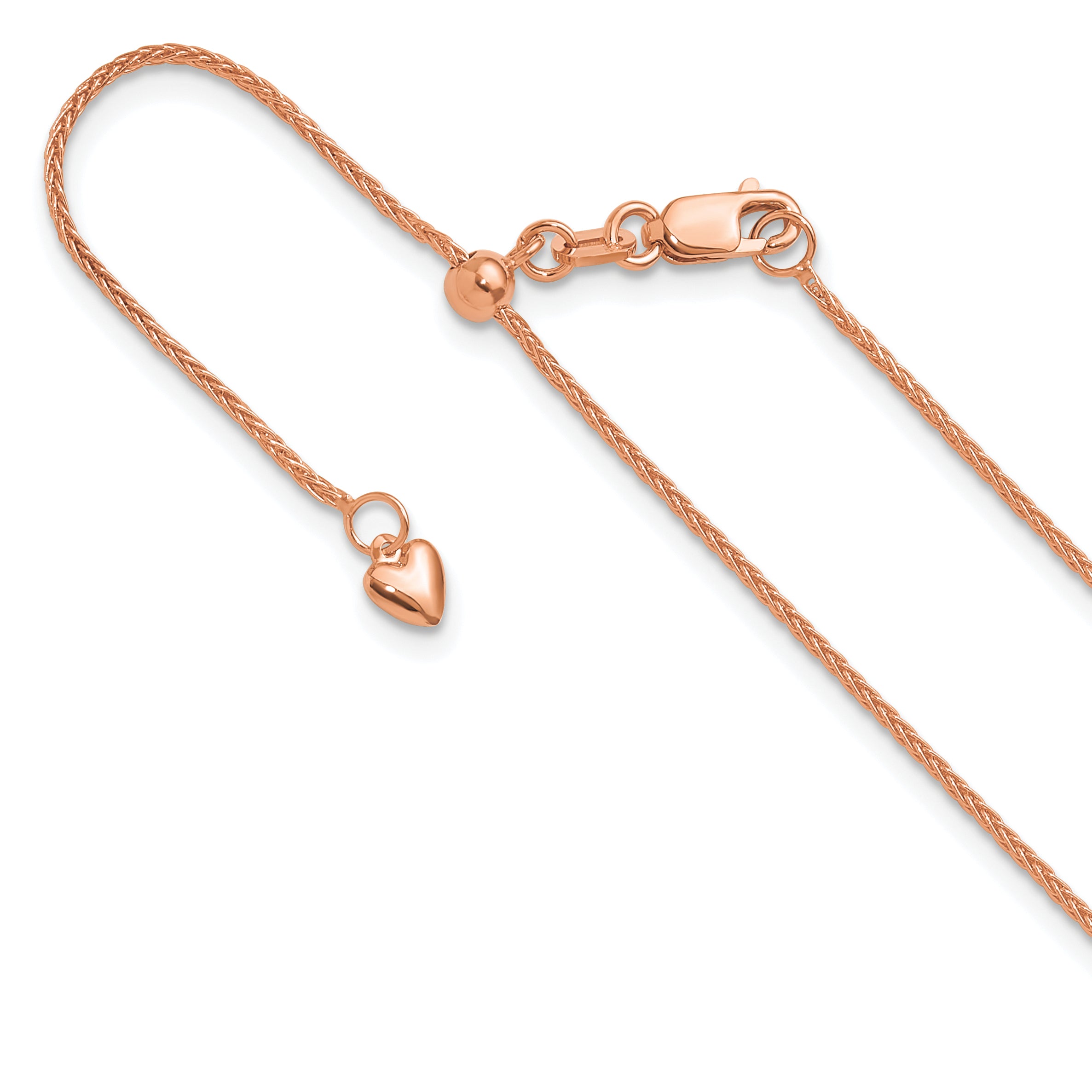 14K Rose Gold Adjustable 1mm Wheat Chain Main image