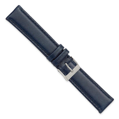 20mm Navy Smooth Leather with Silver-tone Buckle 7.5 inch Watch Band