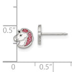 Inverness Stainless Steel White and Pink Glitter Enamel Unicorn Earrings