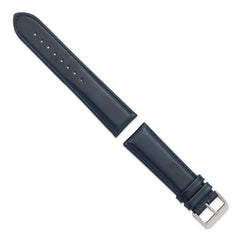 26mm Navy Smooth Leather Chronograph with Silver-tone Buckle 7.5 inch Watch Band