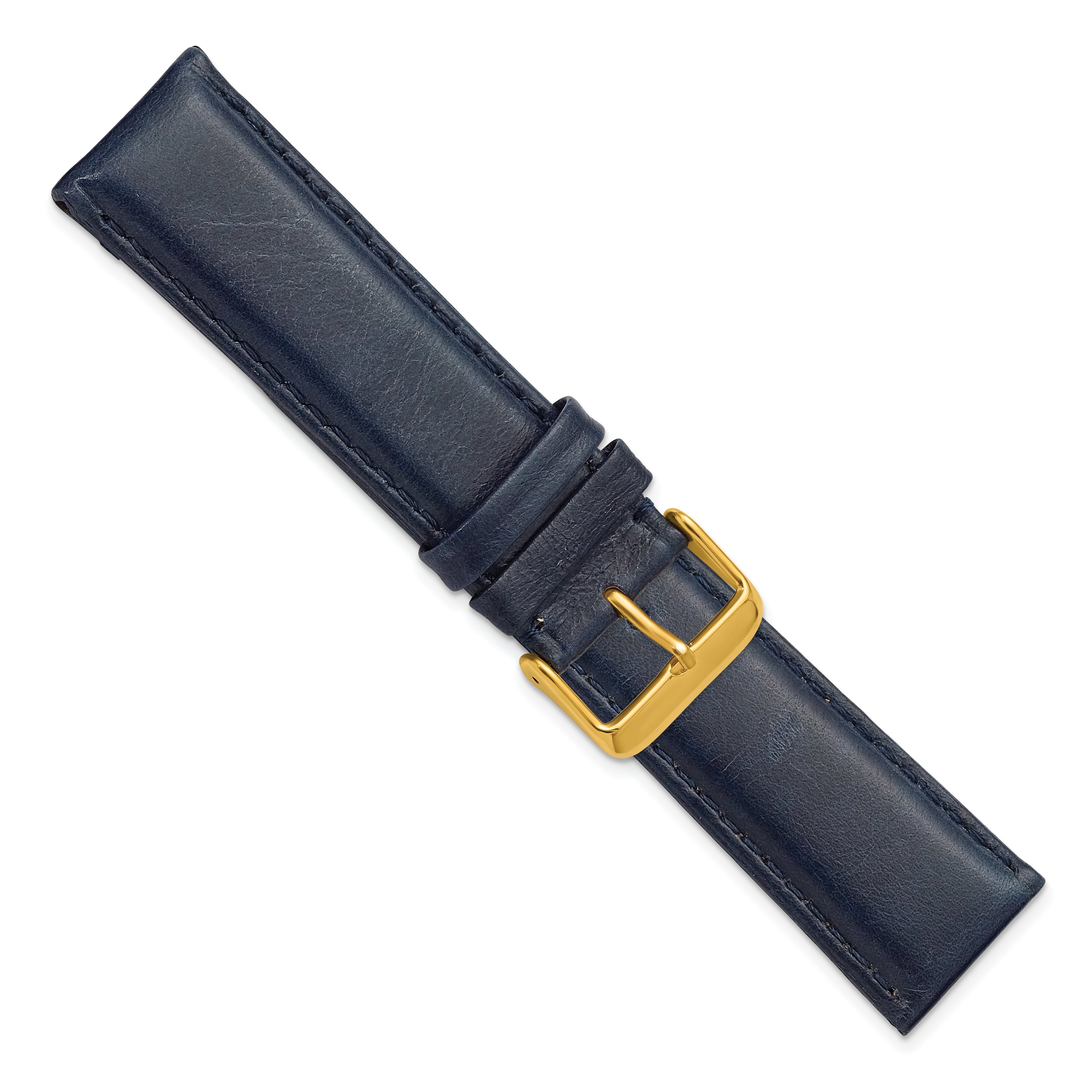 18mm Navy Smooth Leather Chronograph with Gold-tone Buckle 7.5 inch Watch Band