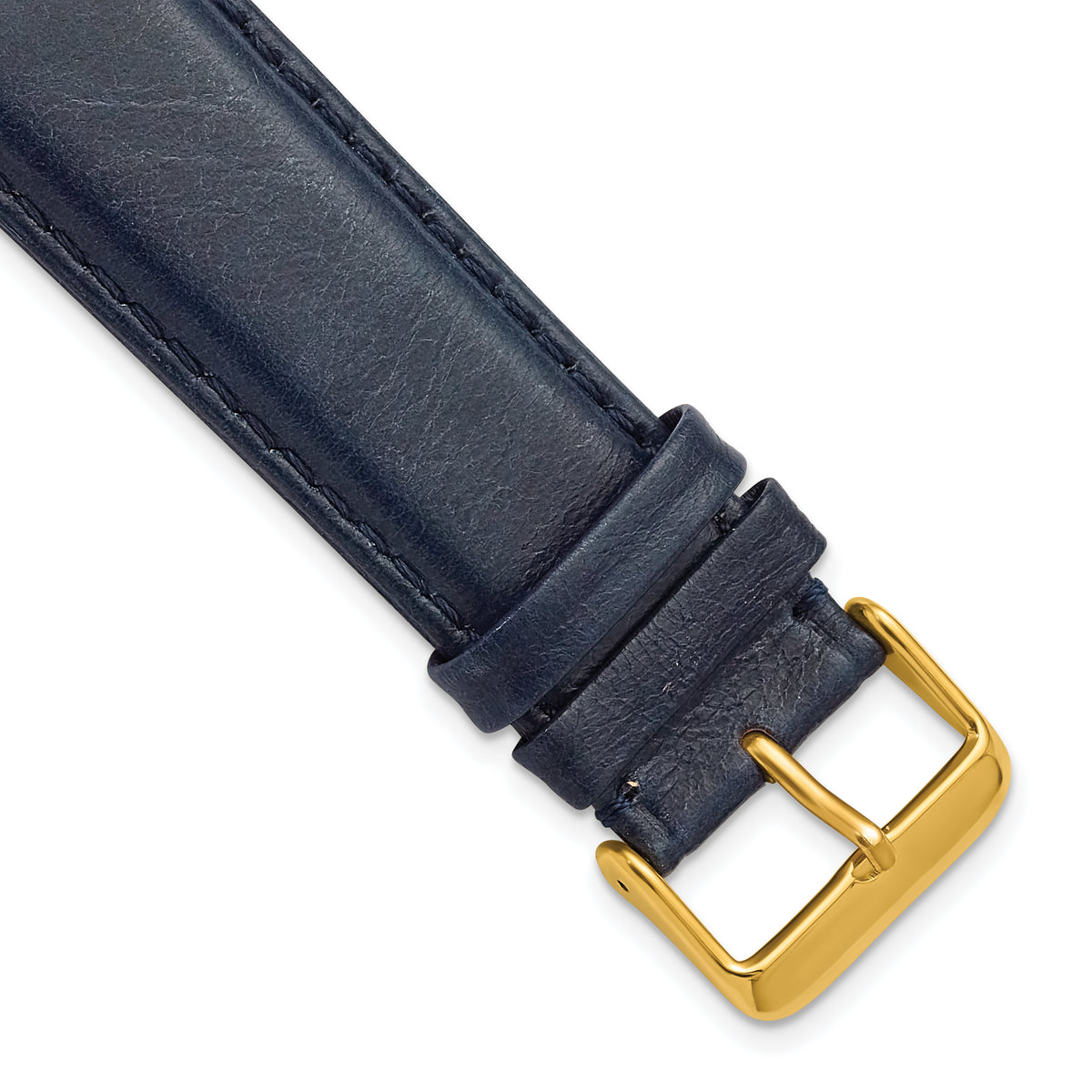 26mm Navy Smooth Leather Chronograph with Gold-tone Buckle 7.5 inch Watch Band