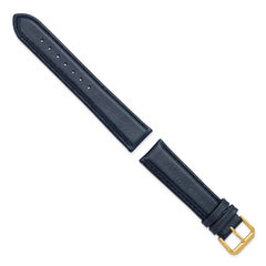 20mm Navy Smooth Leather with Gold-tone Buckle 7.5 inch Watch Band