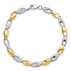 14K Two-tone Polished and Diamond-cut Fancy Link Bracelet
