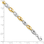 14K Two-tone Polished and Diamond-cut Fancy Link Bracelet