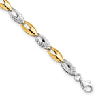 14K Two-tone Polished and Diamond-cut Fancy Link Bracelet