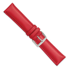 18mm Red Smooth Leather Chronograph with Silver-tone Buckle 7.5 inch Watch Band