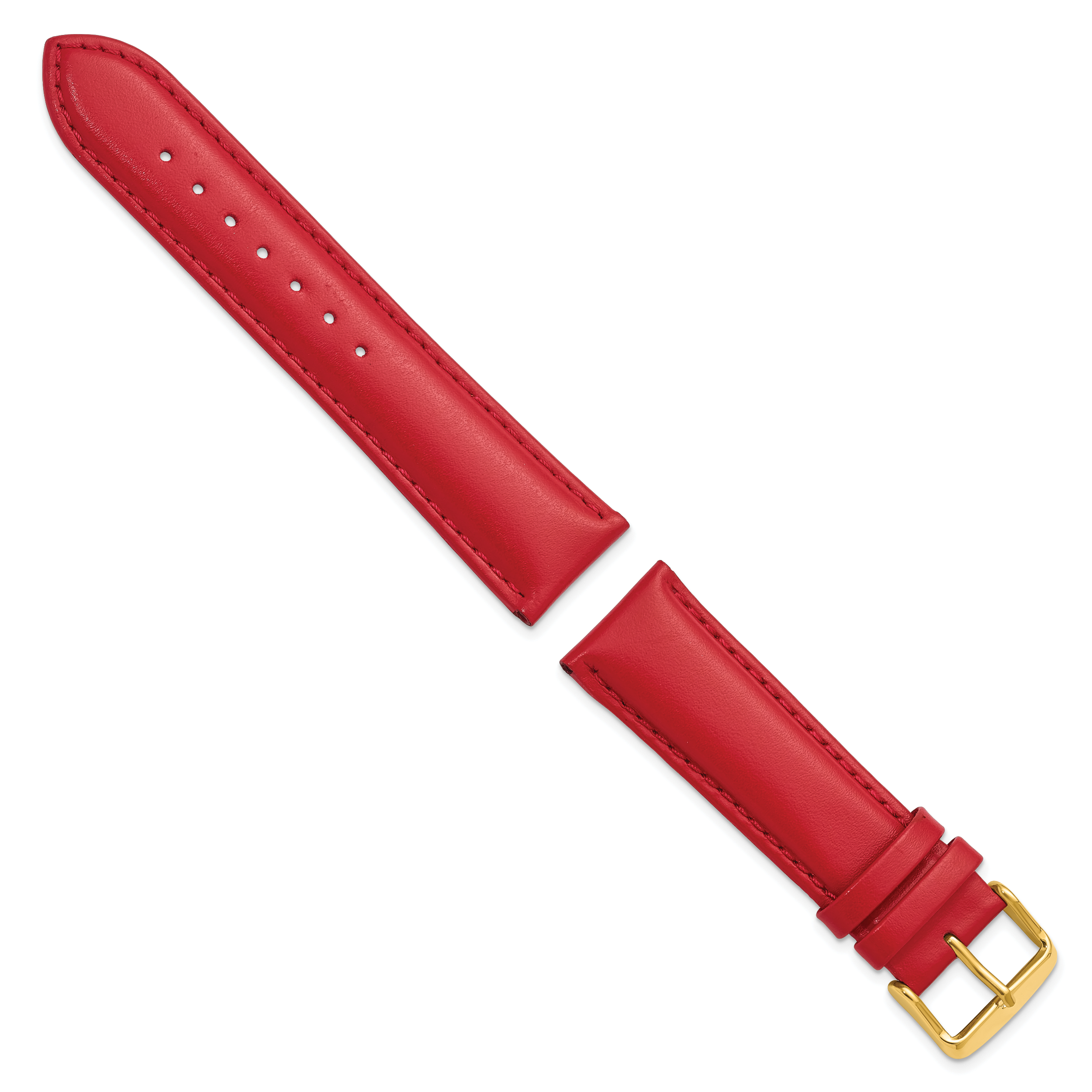 18mm Red Smooth Leather Chronograph with Gold-tone Buckle 7.5 inch Watch Band