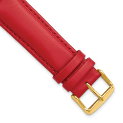 24mm Red Smooth Leather Chronograph with Gold-tone Buckle 7.5 inch Watch Band
