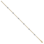Cable Anklet in 14K Two-Tone Gold, Diamond-Cut, 10 Inch - Sophia Jewelers