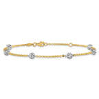 Cable Anklet in 14K Two-Tone Gold, Diamond-Cut, 10 Inch - Sophia Jewelers