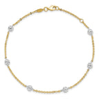 Cable Anklet in 14K Two-Tone Gold, Diamond-Cut, 10 Inch - Sophia Jewelers