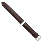 18mm Brown Matte Long Genuine Alligator Chrono Leather with Silver-tone Buckle 8.5 inch Watch Band