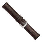18mm Brown Matte Long Genuine Alligator Chrono Leather with Silver-tone Buckle 8.5 inch Watch Band - Sophia Jewelers