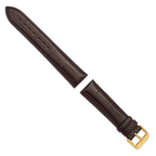 18mm Brown Matte Long Genuine Alligator Chrono Leather with Gold-tone Buckle 8.5 inch Watch Band