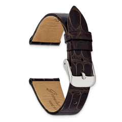 20mm Brown Flat Genuine Louisiana Alligator Leather with Silver-tone Buckle 7.5 inch Watch Band