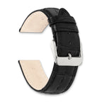16mm Black Matte Genuine Alligator Chrono Leather with Silver-tone Buckle 7.5 inch Watch Band