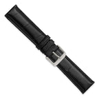 Black Alligator-Grain Leather Watch Band with Silver-Tone Buckle