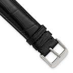 16mm Black Matte Genuine Alligator Chrono Leather with Silver-tone Buckle 7.5 inch Watch Band