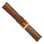 18mm Havana Matte Long Genuine Alligator Chrono Leather with Gold-tone Buckle 8.5 inch Watch Band