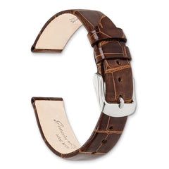 19mm Havana Flat Genuine Louisiana Alligator Leather with Silver-tone Buckle 7.5 inch Watch Band