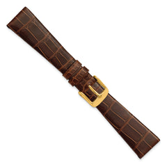 20mm Havana Flat Genuine Louisiana Alligator Leather with Gold-tone Buckle 7.5 inch Watch Band