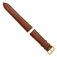 20mm Long Havana Genuine Crocodile Leather with Gold-tone Buckle 8.5 inch Watch Band
