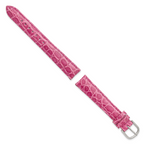 12mm Pink Genuine Caiman Leather with Silver-tone Buckle 7.5 inch Watch Band