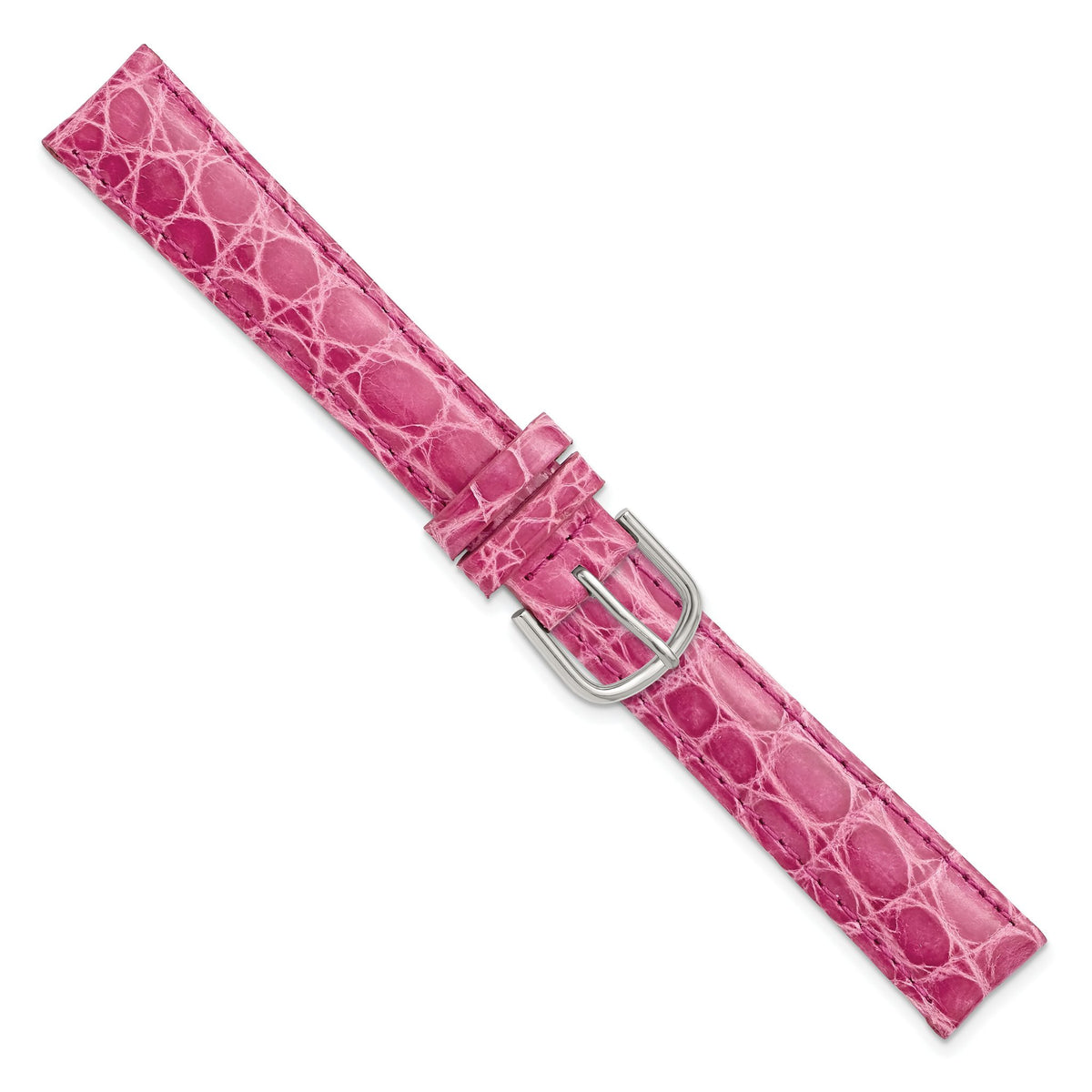 DeBeer 12mm Pink Genuine Caiman Leather with Silver-tone Buckle 7.5 inch Watch Band