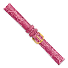 24mm Pink Genuine Caiman Leather with Gold-tone Buckle 7.5 inch Watch Band