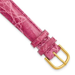 24mm Pink Genuine Caiman Leather with Gold-tone Buckle 7.5 inch Watch Band
