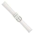 16mm Short White Genuine Caiman Leather with Silver-tone Buckle 6.75 inch Watch Band