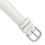 16mm Short White Genuine Caiman Leather with Silver-tone Buckle 6.75 inch Watch Band