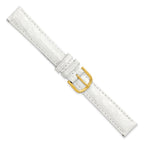 20mm Short White Genuine Caiman Leather with Gold-tone Buckle 6.75 inch Watch Band