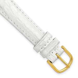 Caiman-Grain White Watch Band in Leather, 20mm - Sophia Jewelers
