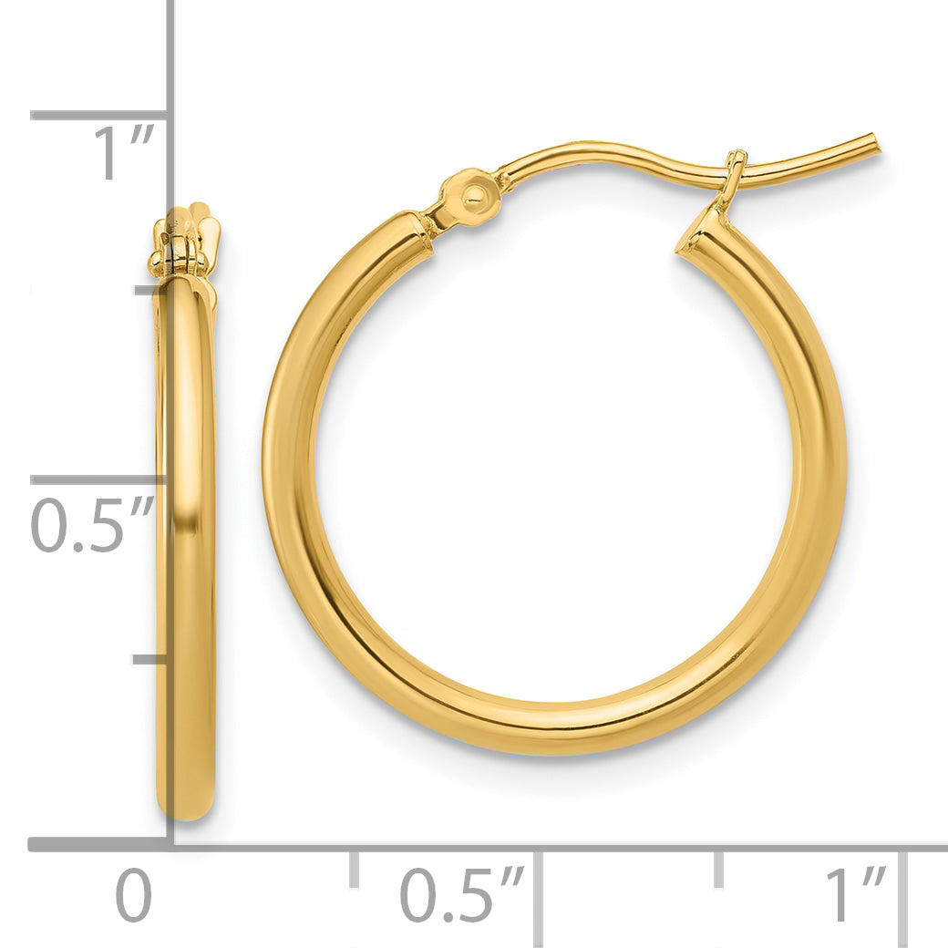 Hoop Earrings in 14K Yellow Gold, 2x20mm - Sophia Jewelers