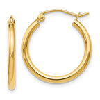 14K 2x20mm Polished Hoop Earrings