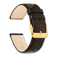 22mm Brown Matte Genuine Louisiana Alligator Leather with Gold-tone Buckle 7.5 inch Watch Band