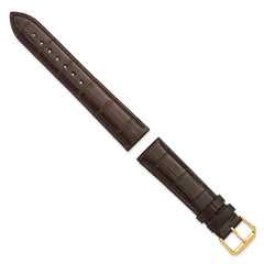 22mm Brown Matte Genuine Louisiana Alligator Leather with Gold-tone Buckle 7.5 inch Watch Band