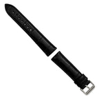 18mm Black Matte Genuine Louisiana Alligator Leather with Silver-tone Buckle 7.5 inch Watch Band - Sophia Jewelers