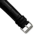 18mm Black Matte Genuine Louisiana Alligator Leather with Silver-tone Buckle 7.5 inch Watch Band - Sophia Jewelers