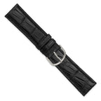 18mm Black Matte Genuine Louisiana Alligator Leather with Silver-tone Buckle 7.5 inch Watch Band - Sophia Jewelers