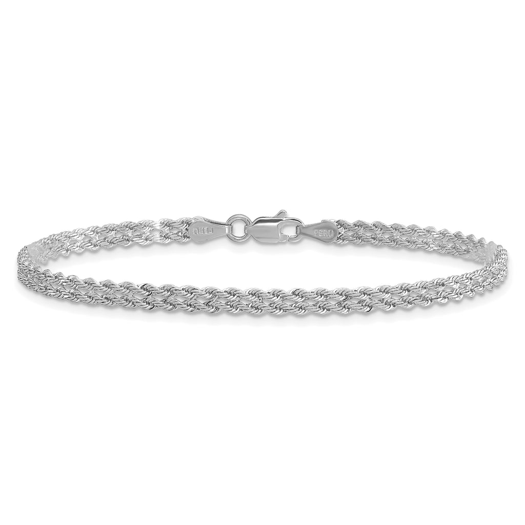 3.0mm 14K White Gold Diamond-Cut Rope Chain - Sophia Jewelers
