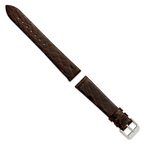 16mm Brown Flat Genuine Crocodile Leather with Silver-tone Buckle 7.5 inch Watch Band