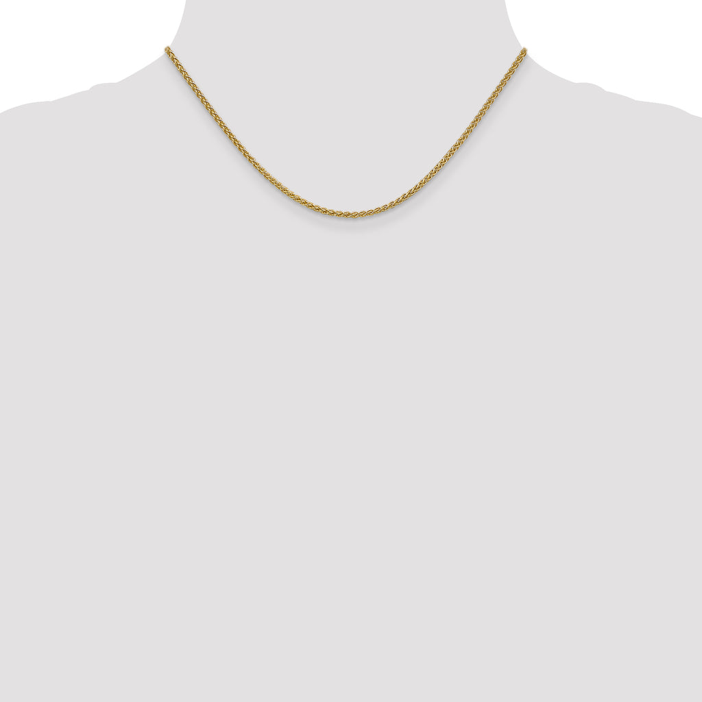 2.1mm 14K Yellow Gold Spiga Wheat Chain - Sophia Jewelers