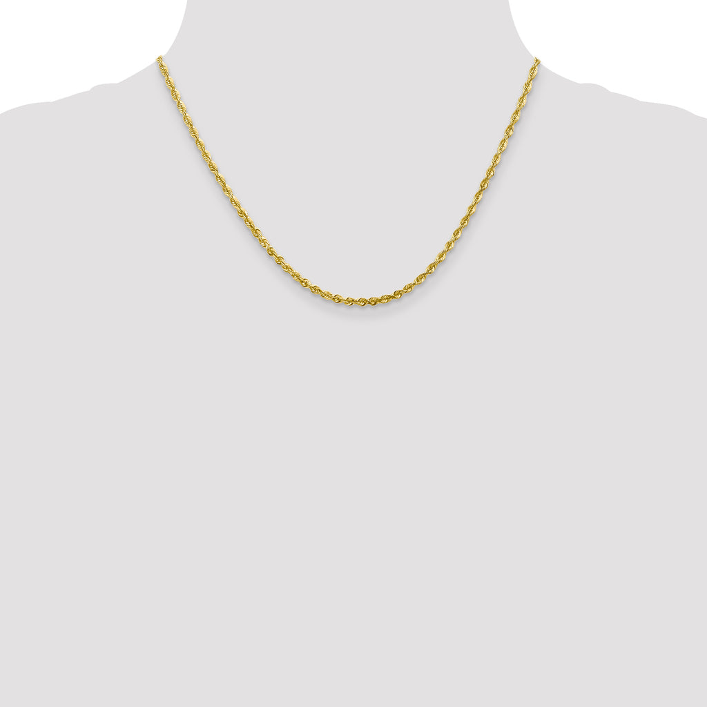 2.75mm 10K Yellow Gold Diamond-Cut Lightweight Rope Chain - Sophia Jewelers