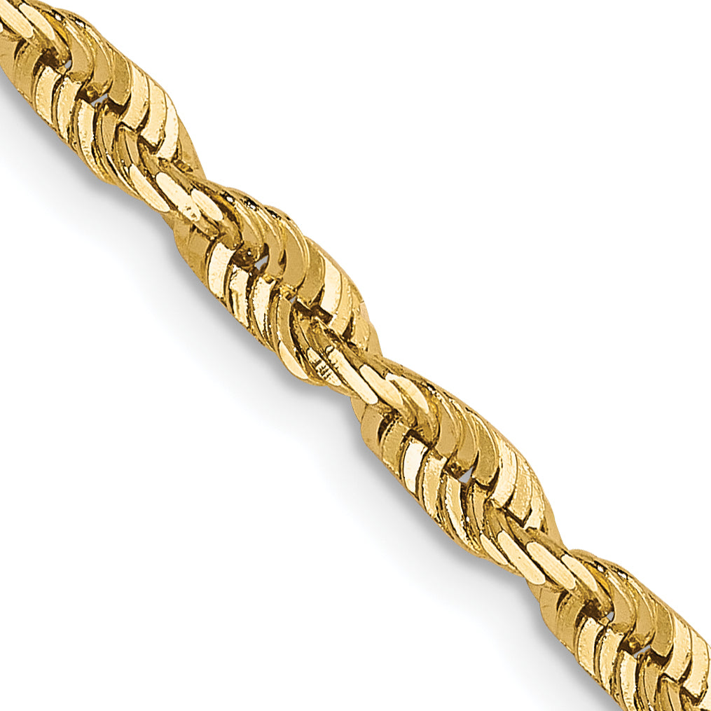 2.75mm 10K Yellow Gold Diamond-Cut Lightweight Rope Chain - Sophia Jewelers