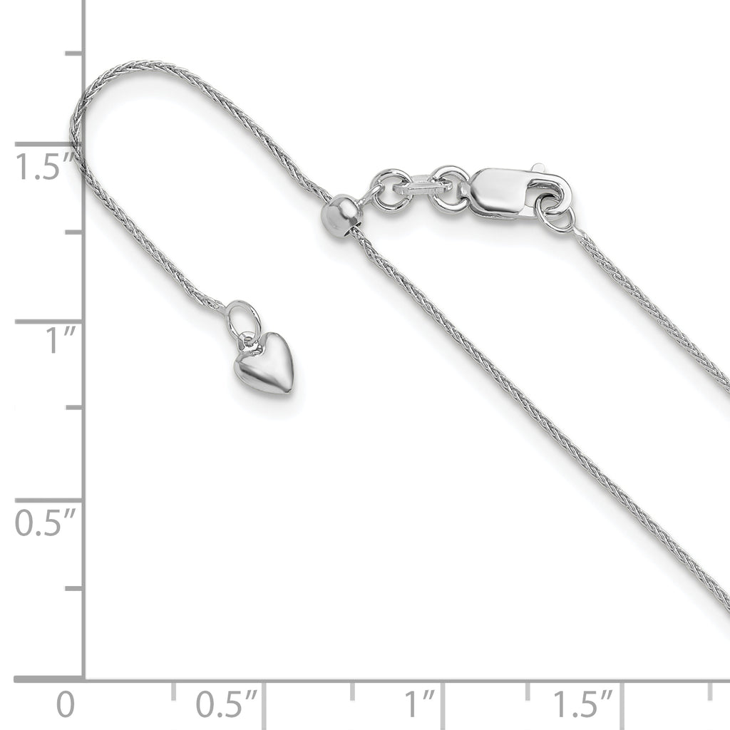 10K White Gold Adjustable .8mm Wheat Chain